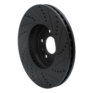 Audi Q5 Brake Rotor (1) - Front Left - R1 Concepts - Drilled & Slotted - Black - `08-`12